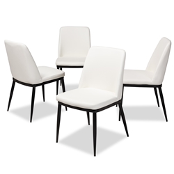 Baxton Studio Darcell Modern and Contemporary White Faux Leather Upholstered Dining Chair (Set of 4)
